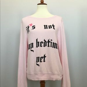 Wildfox “It’s Not my Bedtime Yet” Pink Sweater SzS